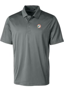 Cutter and Buck Miami Dolphins Mens Grey Historic Prospect Short Sleeve Polo