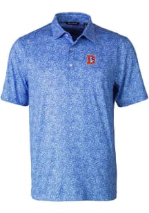Cutter and Buck Denver Broncos Mens Blue Historic Pike Constellation Short Sleeve Polo