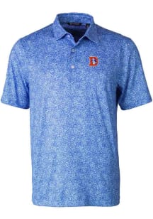 Cutter and Buck Denver Broncos Mens Blue Pike Short Sleeve Polo