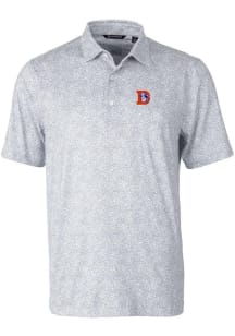 Cutter and Buck Denver Broncos Mens Grey Pike Short Sleeve Polo