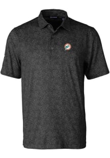 Cutter and Buck Miami Dolphins Mens Black Historic Pike Constellation Short Sleeve Polo