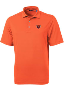 Cutter and Buck Chicago Bears Mens Orange Historic Virtue Eco Pique Short Sleeve Polo
