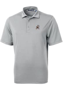 Cutter and Buck Cleveland Browns Mens Grey Historic Virtue Eco Pique Short Sleeve Polo