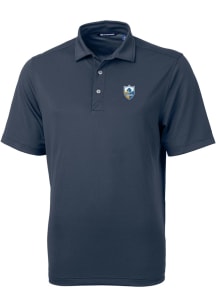 Cutter and Buck Los Angeles Chargers Mens Navy Blue Historic Virtue Eco Pique Short Sleeve Polo