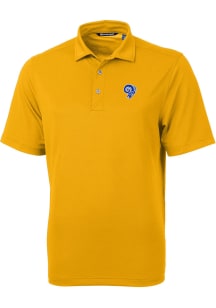 Cutter and Buck Los Angeles Rams Mens Gold Historic Virtue Eco Pique Short Sleeve Polo