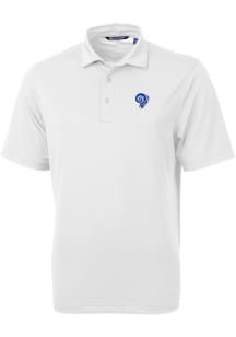 Cutter and Buck Los Angeles Rams Mens White Historic Virtue Eco Pique Short Sleeve Polo