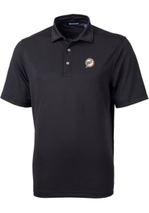Cutter and Buck Miami Dolphins Mens Black Historic Virtue Eco Pique Short Sleeve Polo