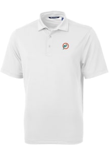 Cutter and Buck Miami Dolphins Mens White Virtue Eco Pique Short Sleeve Polo