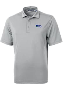 Cutter and Buck Seattle Seahawks Mens Grey Historic Virtue Eco Pique Short Sleeve Polo