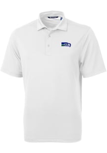 Cutter and Buck Seattle Seahawks Mens White Historic Virtue Eco Pique Short Sleeve Polo