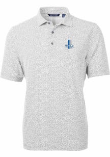 Cutter and Buck Detroit Lions Mens Grey Historic Virtue Eco Pique Botanical Short Sleeve Polo