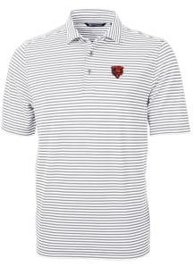 Cutter and Buck Chicago Bears Mens Grey Historic Virtue Eco Pique Stripe Short Sleeve Polo