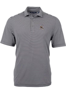 Cutter and Buck Cleveland Browns Mens Black Historic Virtue Eco Pique Stripe Short Sleeve Polo
