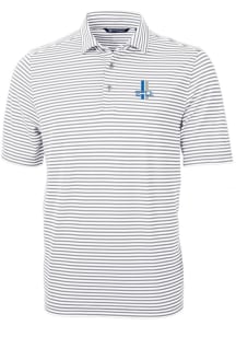 Cutter and Buck Detroit Lions Mens Grey Historic Virtue Eco Pique Stripe Short Sleeve Polo