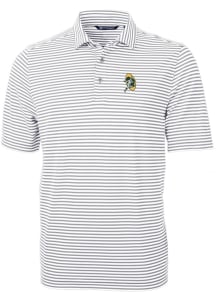 Cutter and Buck Green Bay Packers Mens Grey Historic Virtue Eco Pique Stripe Short Sleeve Polo