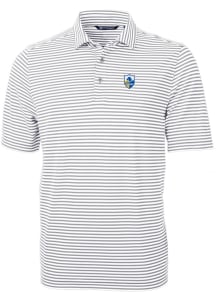 Cutter and Buck Los Angeles Chargers Mens Grey Historic Virtue Eco Pique Stripe Short Sleeve Pol..