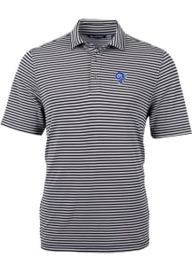Cutter and Buck Los Angeles Rams Mens Black Historic Virtue Eco Pique Stripe Short Sleeve Polo