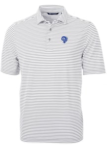 Cutter and Buck Los Angeles Rams Mens Grey Historic Virtue Eco Pique Stripe Short Sleeve Polo
