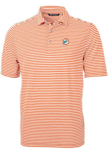 Cutter and Buck Miami Dolphins Mens Orange Virtue Eco Pique Short Sleeve Polo