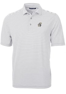 Cutter and Buck New Orleans Saints Mens Grey Historic Virtue Eco Pique Stripe Short Sleeve Polo