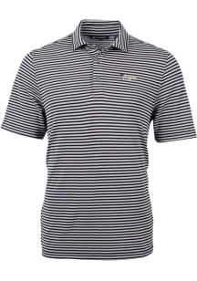 Cutter and Buck New York Jets Mens Black Historic Virtue Eco Pique Stripe Short Sleeve Polo
