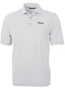 Cutter and Buck New York Jets Mens Grey Historic Virtue Eco Pique Stripe Short Sleeve Polo