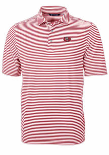 Cutter and Buck San Francisco 49ers Mens Red Historic Virtue Eco Pique Stripe Short Sleeve Polo