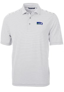 Cutter and Buck Seattle Seahawks Mens Grey Historic Virtue Eco Pique Stripe Short Sleeve Polo