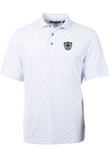 Cutter and Buck Las Vegas Raiders Mens White Historic Virtue Eco Pique Tle Short Sleeve Polo