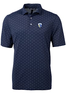 Cutter and Buck Los Angeles Chargers Mens Navy Blue Historic Virtue Eco Pique Tle Short Sleeve Pol..