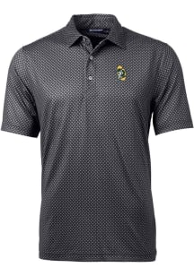 Cutter and Buck Green Bay Packers Mens Black Historic Pike Banner Short Sleeve Polo