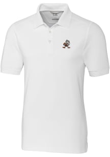 Cutter and Buck Cleveland Browns Mens White Historic Advantage Short Sleeve Polo