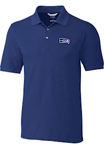 Cutter and Buck Seattle Seahawks Mens Blue Historic Advantage Short Sleeve Polo