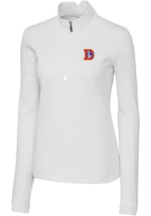 Cutter and Buck Denver Broncos Womens White Traverse 1/4 Zip Pullover