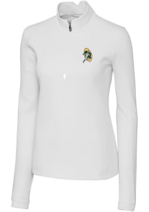 Cutter and Buck Green Bay Packers Womens White Historic Traverse 1/4 Zip Pullover