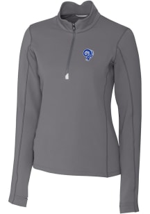 Cutter and Buck Los Angeles Rams Womens Grey Historic Traverse 1/4 Zip Pullover