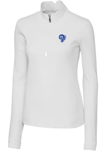 Cutter and Buck Los Angeles Rams Womens White Historic Traverse 1/4 Zip Pullover