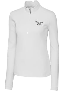 Cutter and Buck Philadelphia Eagles Womens White Traverse 1/4 Zip Pullover