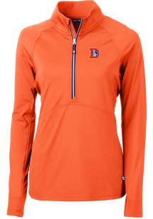 Cutter and Buck Denver Broncos Womens Orange Adapt Eco 1/4 Zip Pullover