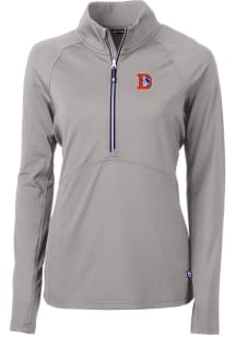 Cutter and Buck Denver Broncos Womens Grey Historic Adapt Eco 1/4 Zip Pullover