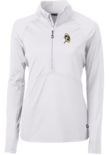 Cutter and Buck Green Bay Packers Womens White Historic Adapt Eco 1/4 Zip Pullover