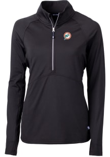 Cutter and Buck Miami Dolphins Womens Black Historic Adapt Eco 1/4 Zip Pullover