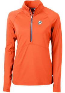 Cutter and Buck Miami Dolphins Womens Orange Historic Adapt Eco 1/4 Zip Pullover