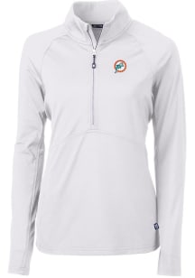 Cutter and Buck Miami Dolphins Womens White Historic Adapt Eco 1/4 Zip Pullover