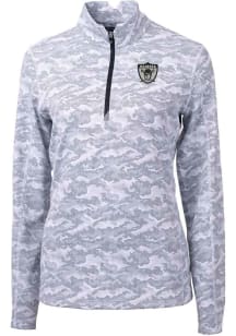 Cutter and Buck Las Vegas Raiders Womens Charcoal Traverse 1/4 Zip Pullover