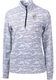 Cutter and Buck Miami Dolphins Womens Charcoal Traverse 1/4 Zip Pullover