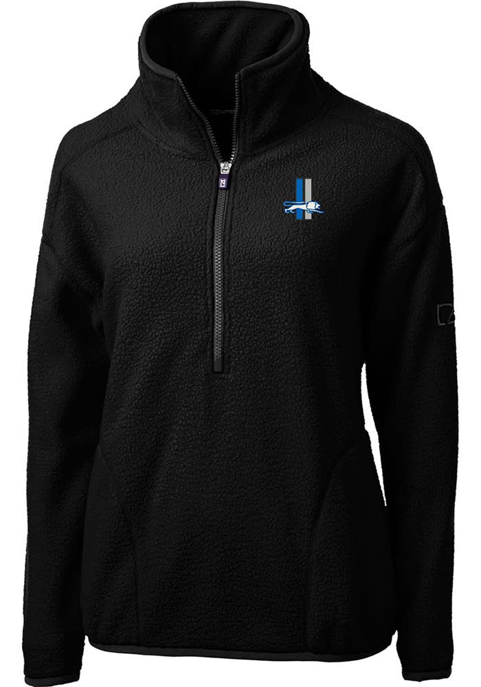 Detroit Lions Cutter and Buck Womens Black Cascade Sherpa Long Sleeve 1/4  Zip Pullover