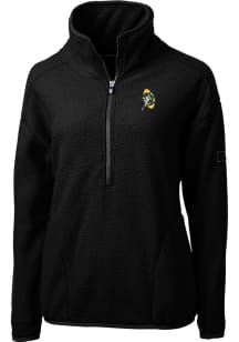 Cutter and Buck Green Bay Packers Womens Black Historic Cascade Sherpa 1/4 Zip Pullover