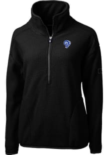 Cutter and Buck Los Angeles Rams Womens Black Historic Cascade Sherpa 1/4 Zip Pullover
