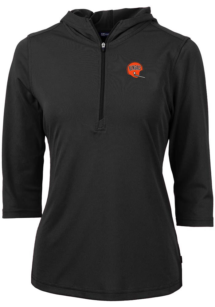 Cutter and Buck Cincinnati Bengals Womens Historic Virtue Eco Pique Hooded Sweatshirt